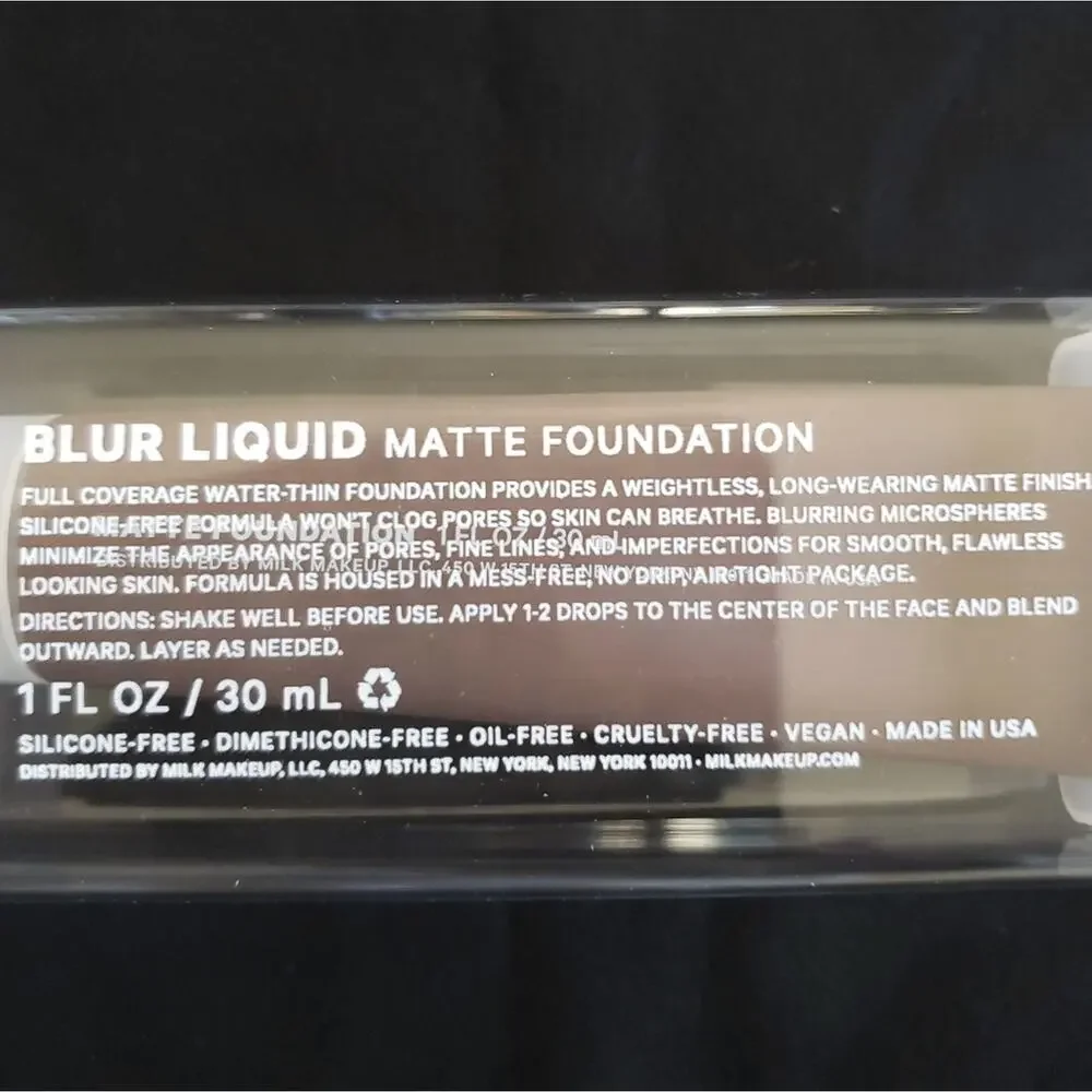 MILK vegan Blur Liquid Matte Foundation full coverage 1 oz cruelty free deep NEW